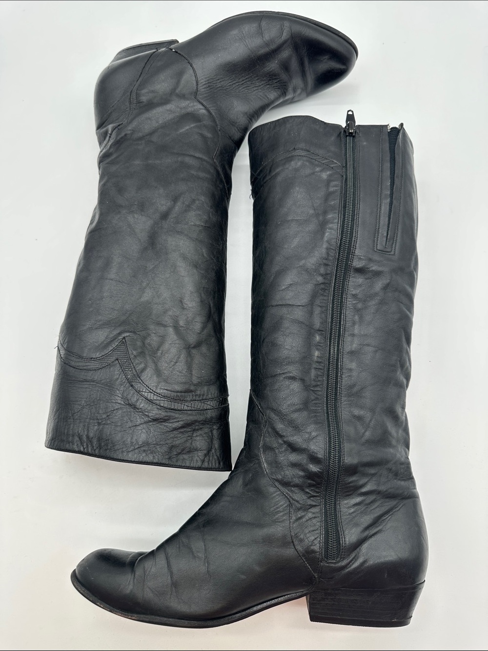 Vintage Black Leather Western Boots - Picture 7 of 9